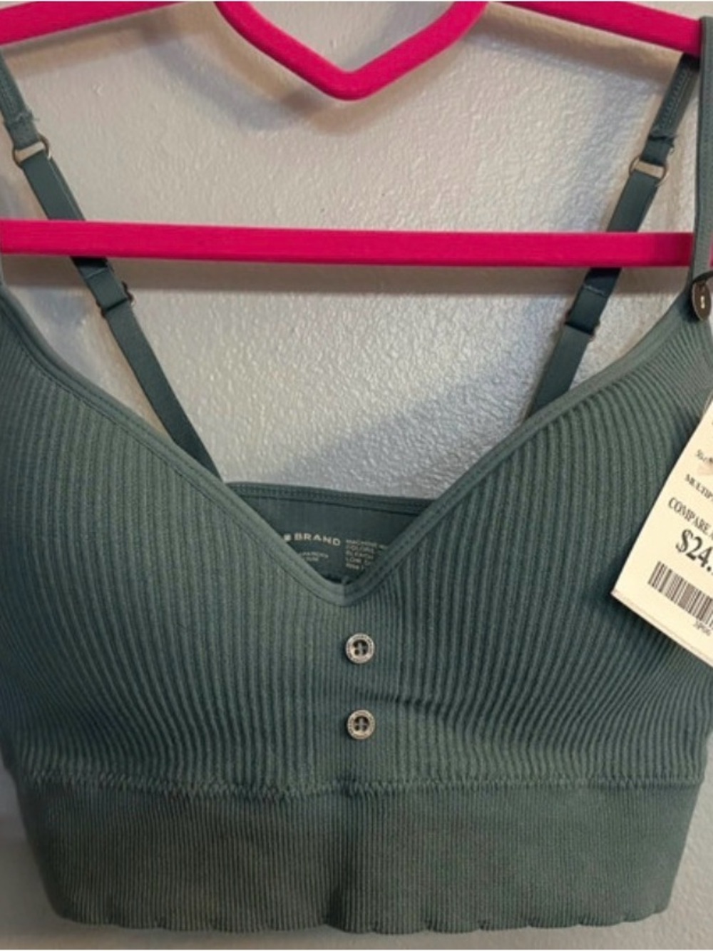 Lucky Brand Ribbed V-Neck Bralette in Slate Blue